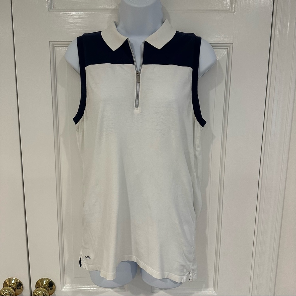 Lauren Ralph Lauren - Active - women’s navy blue white sleeveless zipper polo to